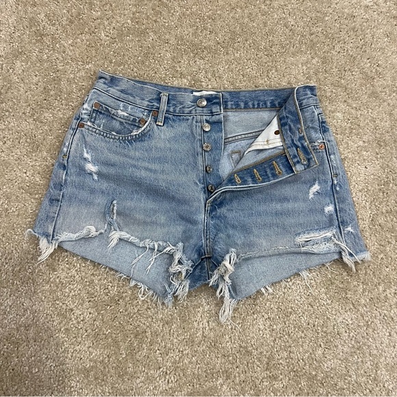 Agolde Los Angeles Parker Vintage Cut Off Jeans Shorts Sz 27 High Rise Button, - Picture 2 of 16